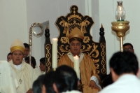 Camacho / Monseñor Rogelio Cabrera, Arzobispo de Tuxtla, durante la celebración de la Misa Crismal este medio día en la Catedral de San Marcos.