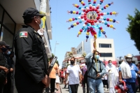 20210517. Tuxtla G. Seguridad en el primer cuadro de la ciudad debido a los actos violentos en las protestas sociales.