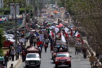 Jueves 26 de marzo del 2015. Tuxtla Gutiérrez. El Sacerdote Marcelo Pérez, párroco de Simojovel, al término de la peregrinación de 4 días por la paz que realiza el pueblo creyente y organizaciones sociales hacia la capital de de Chiapas