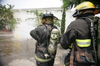 Voluntarios de Bomberos de la ciudad, participan en los simulacros de desastres que se llevan a cabo en hoteles del poniente de Tuxtla