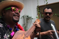 20220827. Tuxtla GutiÃ©rrez. El grupo Son Arrecho interpreta fusiÃ³n de sones jarochos y musica tradicional chiapaneca.