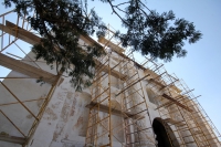 Martes 10 de enero del 2016. Chiapa de Corzo. La etapa del techo de la iglesia de San Sebastian se encuentra prácticamente terminada mientras que los especialistas del INAH trabajan en la estructura del piso de esta construcción de la época colonial de es