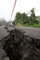 Foto/Gonzalo Gurguha. Lunes 7de julio del 2014. Aspectos de las afectaciones por el temblor d esta madrugada en Huixtla y en las comunidades en las cercanías del volcán Tacana en la frontera con Guatemala.
