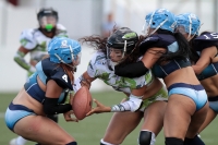 Sábado 15 de junio del 2019. Tuxtla Gutiérrez. El partido entre Chiapas y Monterrey termina con el marcador 18-14 en la liga de Futbol Americano Femenil en la modalidad de Bikini football esta tarde en el estadio Samuel León Brindis.