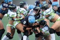 Sábado 15 de junio del 2019. Tuxtla Gutiérrez. El partido entre Chiapas y Monterrey termina con el marcador 18-14 en la liga de Futbol Americano Femenil en la modalidad de Bikini football esta tarde en el estadio Samuel León Brindis.