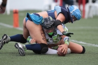 Sábado 15 de junio del 2019. Tuxtla Gutiérrez. El partido entre Chiapas y Monterrey termina con el marcador 18-14 en la liga de Futbol Americano Femenil en la modalidad de Bikini football esta tarde en el estadio Samuel León Brindis.