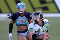 Sábado 15 de junio del 2019. Tuxtla Gutiérrez. El partido entre Chiapas y Monterrey termina con el marcador 18-14 en la liga de Futbol Americano Femenil en la modalidad de Bikini football esta tarde en el estadio Samuel León Brindis.