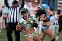 Sábado 15 de junio del 2019. Tuxtla Gutiérrez. El partido entre Chiapas y Monterrey termina con el marcador 18-14 en la liga de Futbol Americano Femenil en la modalidad de Bikini football esta tarde en el estadio Samuel León Brindis.