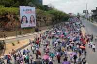 Lunes 9 de abril del 0218. Tuxtla Gutiérrez. Aspecto de la marcha magisterial en el lado oriente de la ciudad al inicio del paro de 48 horas en la huelga nacional de la educación en México.