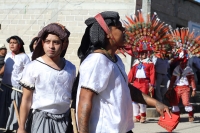 Domingo 14 de octubre del 2018. Tuxtla Gutiérrez. Bajadas de las Virgenes de Copoya; Festejo de la Virgen del Rosario.  Danzantes, músicos y miembros de la comunidad Zoque de la depresión central de Chiapas acompañan el recorrido tradicional que reali