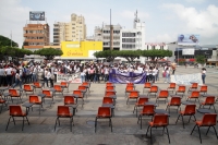 Jueves 26 de septiembre del 2019. Tuxtla Gutiérrez. La plaza central de la ciudad se va llenando de retratos de los jóvenes desaparecidos de Ayotzinapa