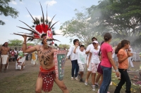 Indígenas Mayas y Zoques realizan un ceremonial de danza pre hispánica en las ruinas arqueológicas de la comunidad Chiapa de Corzo para celebrar la entrada de la primavera