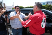 20240314. Tuxtla. Alejandro Moreno Cárdenas, dirigente nacional del PRI en conferencia de prensa acompaña a Olga Luz Espinoza Morales quien hoy recibe su nombramiento como candidata por la gubernatura de Chiapas