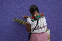 20240324. Tuxtla. Entre flores de Ziquete y Primavera, Ramos de Palmas, los artesanos tsentales y zoques ofrecen las ofrendas para las celebraciones tradicionales en los mercados públicos del Barrio del Calvario en centro de la capital de Chiapas