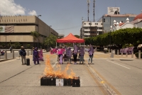20240704. Tuxtla. La fundación Karla Velazco durante las protestas a 6 años del asesinado de la joven chiapaneca.