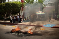 20260724. Tuxtla. Durante las protestas por el cumpleaños de la niña de 13 años, quien fuera encontrada muerta en las instalaciones del INDEPORTE de Chiapas en el año 2020.