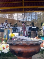 Don Samuel Ruiz García, realiza una ceremonia litúrgica en la comunidad de Bachajon, en la zona norte del estado de Chiapas para conmemorar los 50 años de su ordenación pastoral en Chiapas. baja resolución